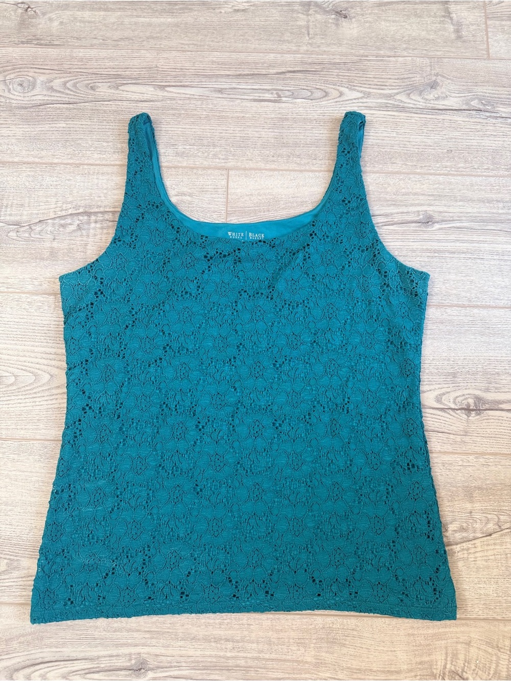 White House Black Market Teal Lace Scoop Tank